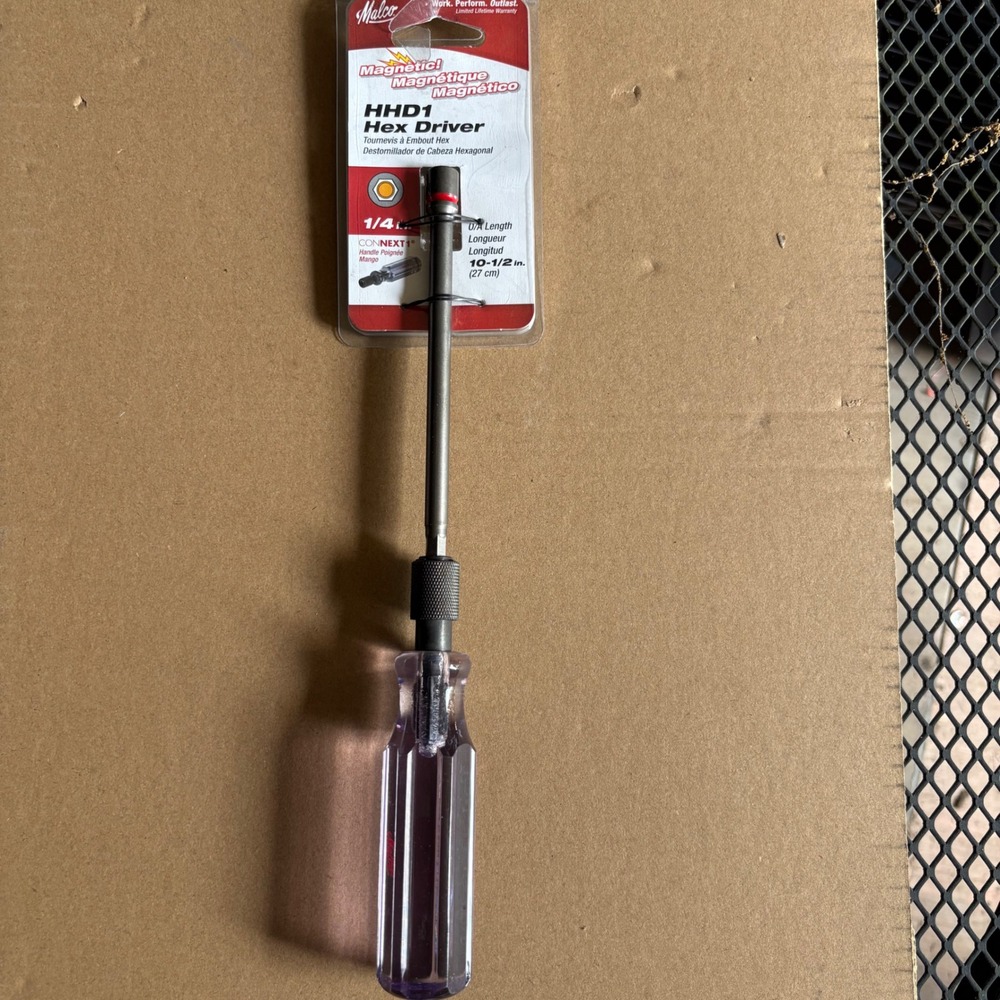 Malco‎ HHD1 Magnetic Hex Driver 1/4 Inch 10-1/2 Inch O/A Length CONNEXT1 Handle